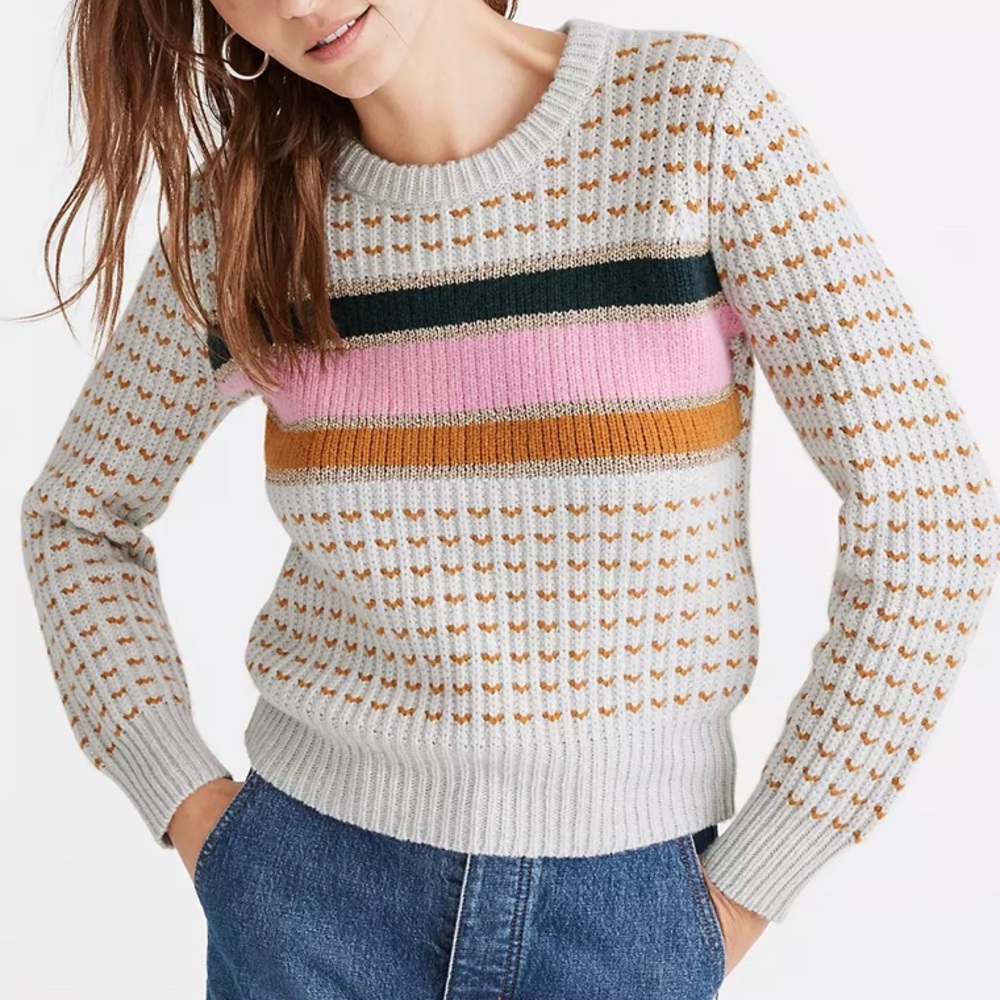 Madewell Stripped Long Sleeve Crew Neck Sweater Size:  XXS